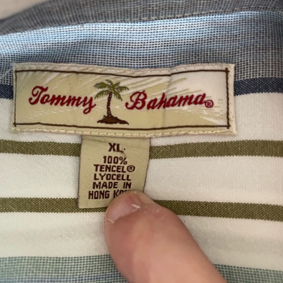 Tommy Bahama Tencel Mens Striped Button Down Shirt Size XL Moisture Wicking - Picture 7 of 9